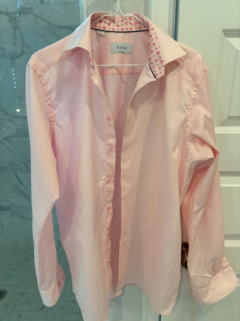 Eton Pink Dress Shirt with Floral Inner Collar